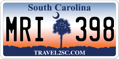 SC license plate MRI398