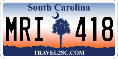 SC license plate MRI418