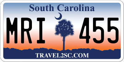 SC license plate MRI455