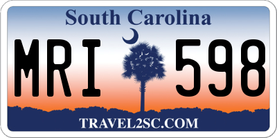 SC license plate MRI598