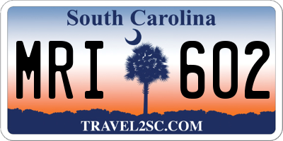 SC license plate MRI602