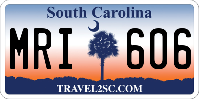 SC license plate MRI606
