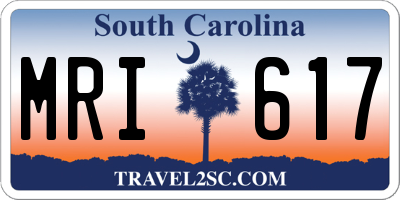 SC license plate MRI617