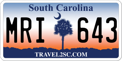 SC license plate MRI643
