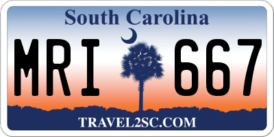 SC license plate MRI667