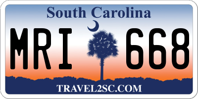 SC license plate MRI668