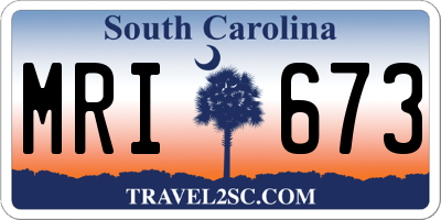 SC license plate MRI673