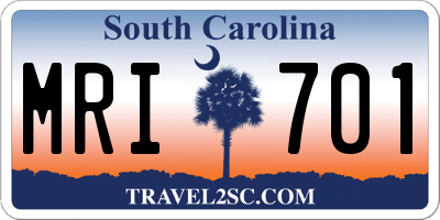 SC license plate MRI701