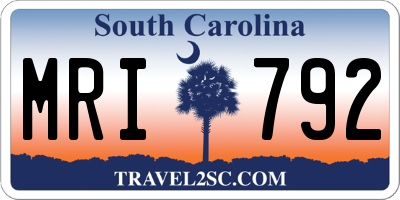 SC license plate MRI792