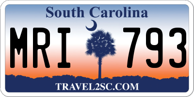 SC license plate MRI793