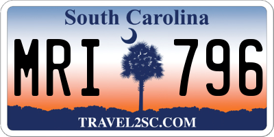 SC license plate MRI796