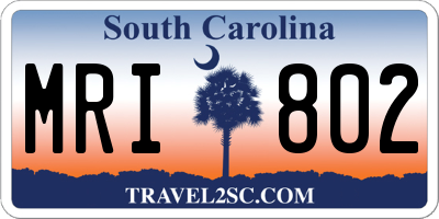 SC license plate MRI802