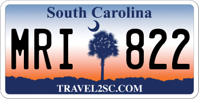 SC license plate MRI822