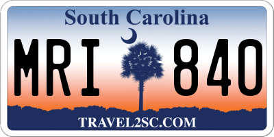 SC license plate MRI840
