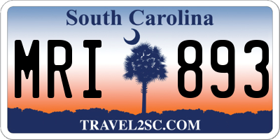 SC license plate MRI893
