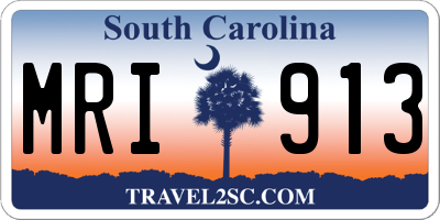 SC license plate MRI913