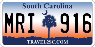 SC license plate MRI916