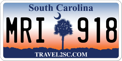 SC license plate MRI918