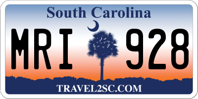 SC license plate MRI928