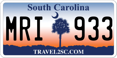 SC license plate MRI933