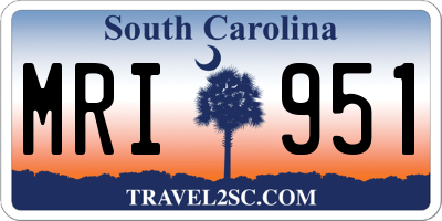 SC license plate MRI951