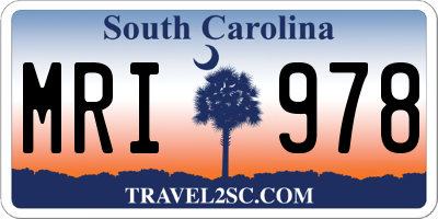 SC license plate MRI978
