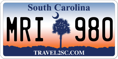 SC license plate MRI980