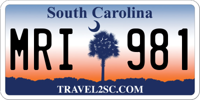 SC license plate MRI981