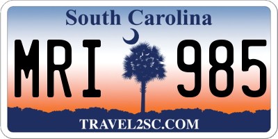 SC license plate MRI985