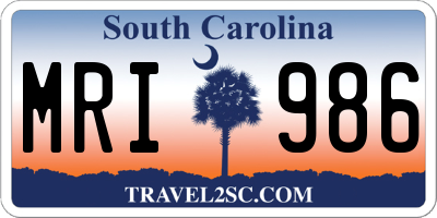 SC license plate MRI986