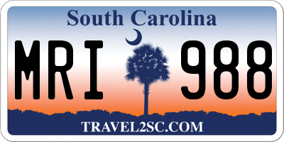 SC license plate MRI988