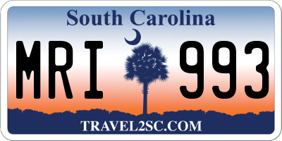 SC license plate MRI993