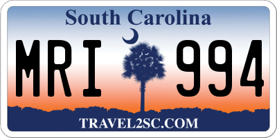 SC license plate MRI994