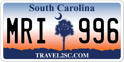 SC license plate MRI996