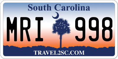 SC license plate MRI998