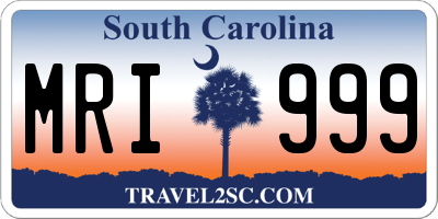 SC license plate MRI999