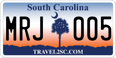 SC license plate MRJ005