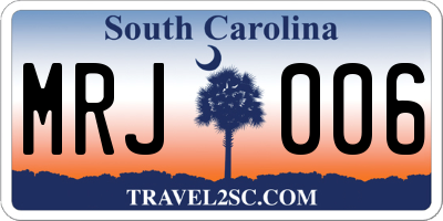 SC license plate MRJ006