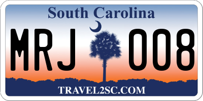 SC license plate MRJ008