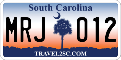 SC license plate MRJ012