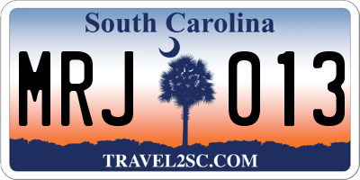 SC license plate MRJ013