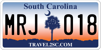 SC license plate MRJ018