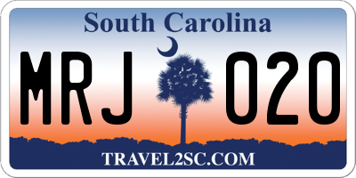 SC license plate MRJ020