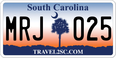 SC license plate MRJ025