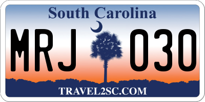 SC license plate MRJ030