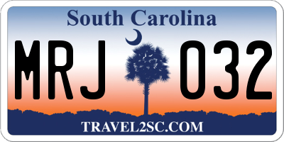 SC license plate MRJ032