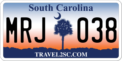 SC license plate MRJ038