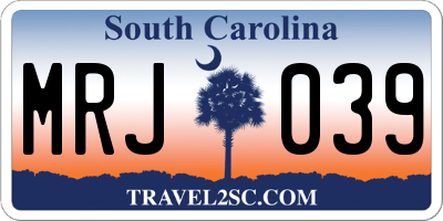 SC license plate MRJ039