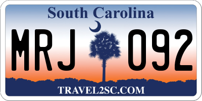 SC license plate MRJ092