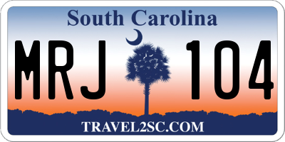 SC license plate MRJ104